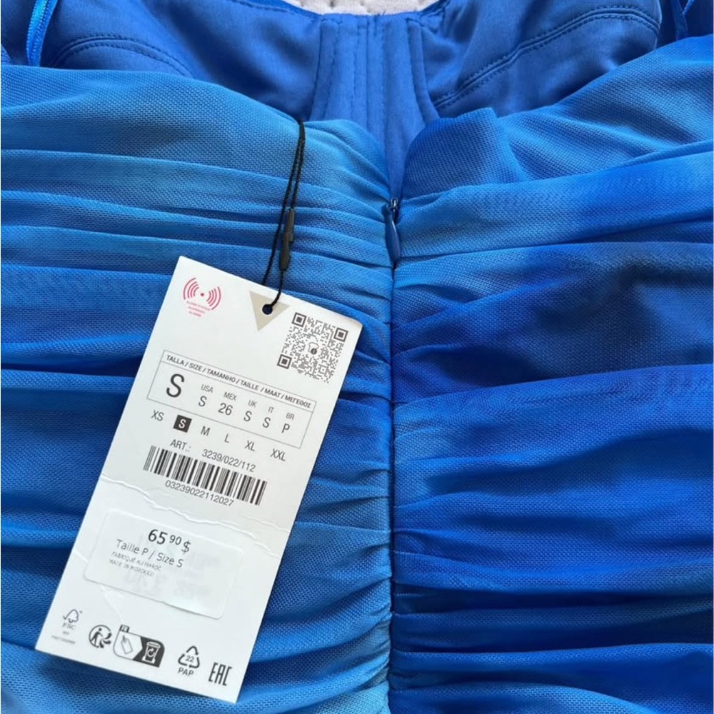 Blue Ruched Dress - Size S